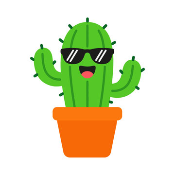 Happy cactus character smiling cartoon illustration