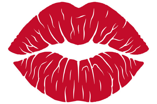 Red lip print or kiss mark vector illustration