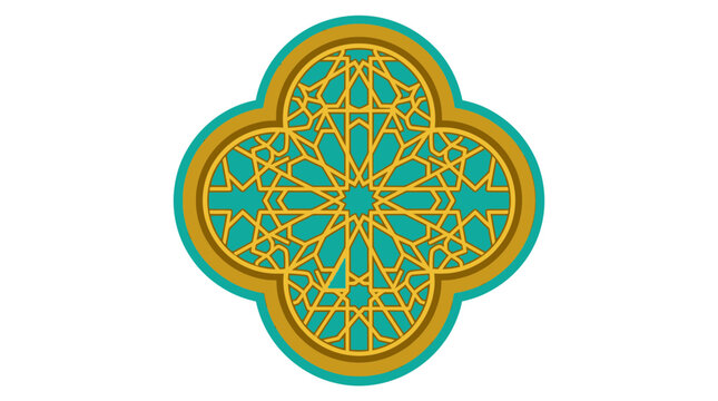 Islamic geometric pattern in quatrefoil frame vector illustration