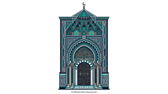 Ottoman Islamic architecture doorway vector illustration