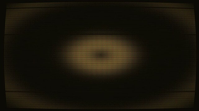 Deterministic Motion Graphics loop of a full screen futuristic luxury gold dot matrix terminal shader without geometric wireframe rendered in 4K resolution.