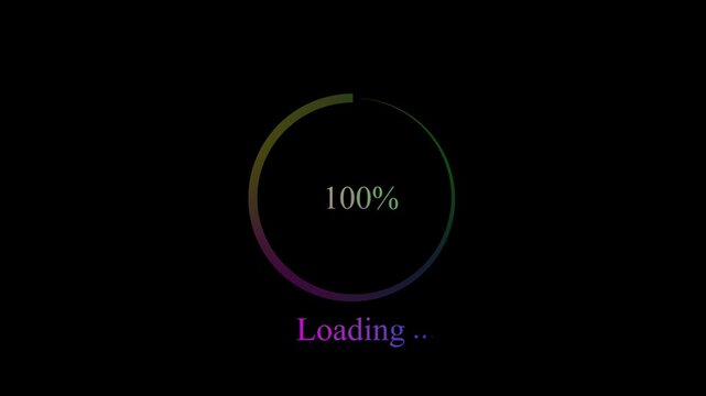Partial circular loading progress bar showing fifty eight percent a animation