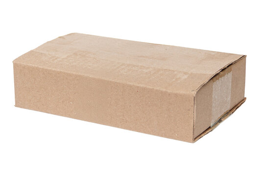 Plain kraft cardboard box isolated on a white background for shipping and packaging