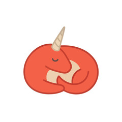 Cute sleeping narwhal with horn © alerio