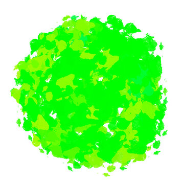 Vibrant green acrylic paint splash creating a circular artistic texture effect