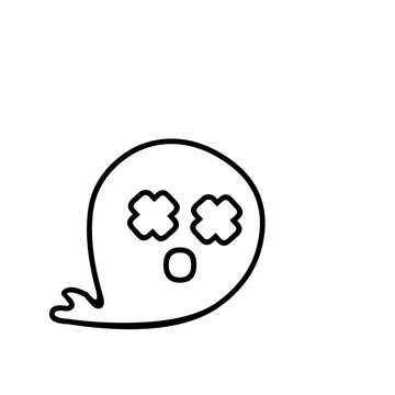Cartoon ghost with crossed eyes and speech bubble for playful branding or children's content