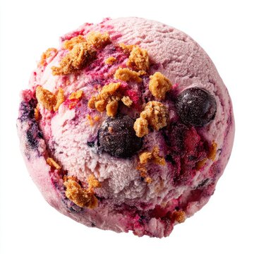 Picnic ice cream inspired by mixed berry parfait with granola  isolated on a white background
