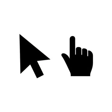 Computer mouse and hand cursor icons isolated on transparent background