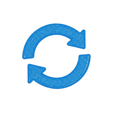 A blue refresh icon with two arrows isolated on transparent background