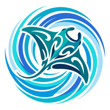 Stylized blue manta ray swirl icon