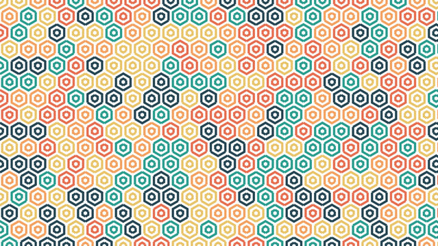 Retro Geometric Hexagon Seamless Pattern Vintage Colorful Mosaic Background