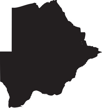 Solid black silhouette map of botswana on white background