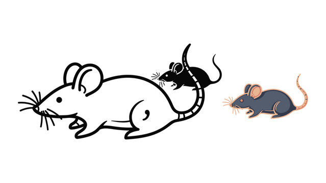 Large and small cartoon rats vector art collection