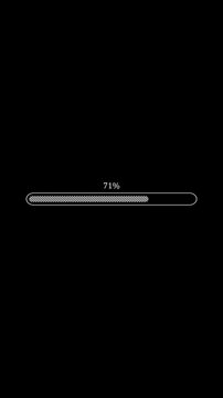 Loading progress bar showing percentage increase from seven to ninety two percent in black background abstract concept of loading or waiting animated footage.