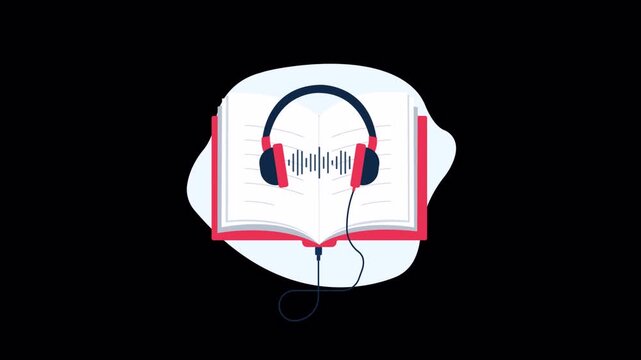 Animated Illustration of an Audiobook Concept - Transparent