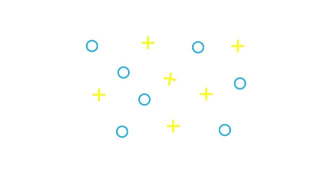 Decorative Circle and Plus Sign Shape Transformation Animation on White Background