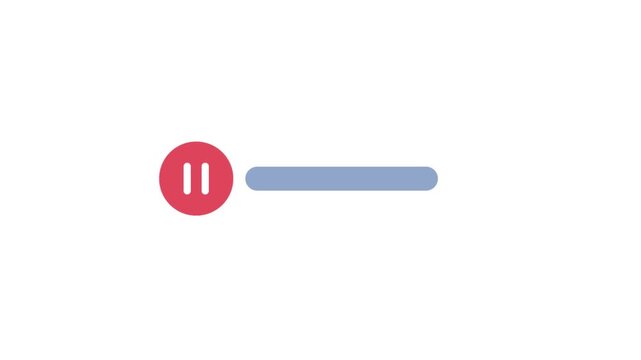Play and Pause Button Icons Moving Animation on White Background
