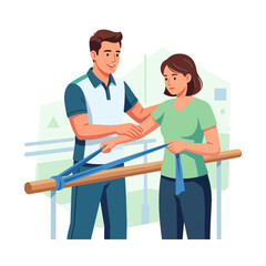 Fototapeta premium Physical Therapist Assisting Patient with Resistance Band Exercise
