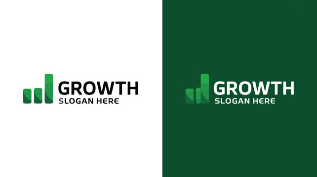 Growth Logo, Business Growth Bar Chart Icon and Modern Green Company Branding