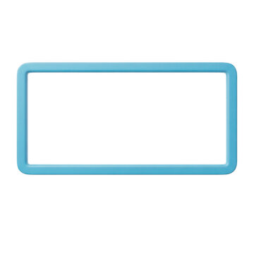 Blue rectangular frame isolated on white background for design and text overlay.