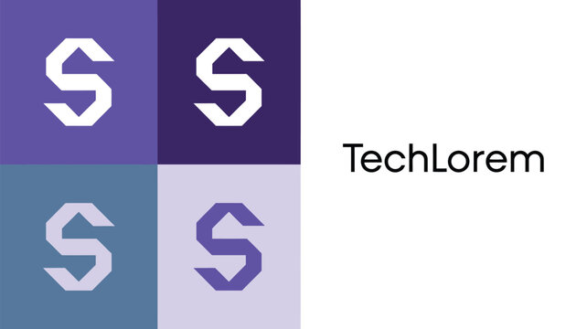 TechLorem Logo, Modern Geometric Letter S Logo and Technology Brand Symbol