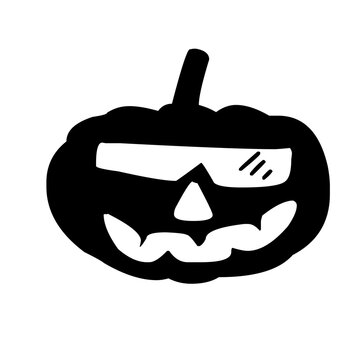 Jack-o'-lantern with sunglasses and smirking expression for Halloween decoration