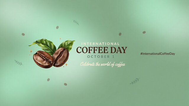 International coffee day celebration with coffee beans