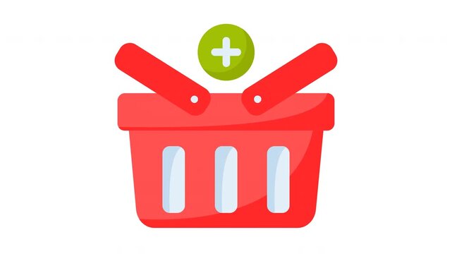 Red shopping basket icons with add to cart buttons for web design