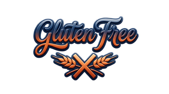 Gluten free text with wheat stalks icon with free written stylized on transparent background