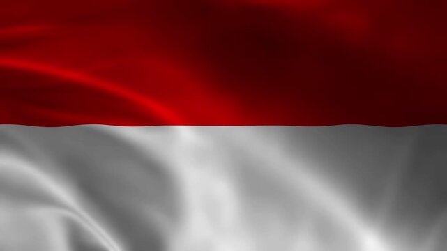 Waving Indonesia Red and White Flag Animation with Realistic Fabric