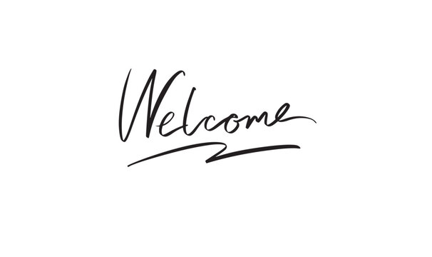 Welcome text font calligraphy hand written lettering script black color object icon welcome happy celebration headline business greeting card poster welcome thank you event business welcome label word