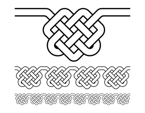 Love Shape Celtic Knot Frame Border Seamless Pattern Decorative Ornament Vector Design