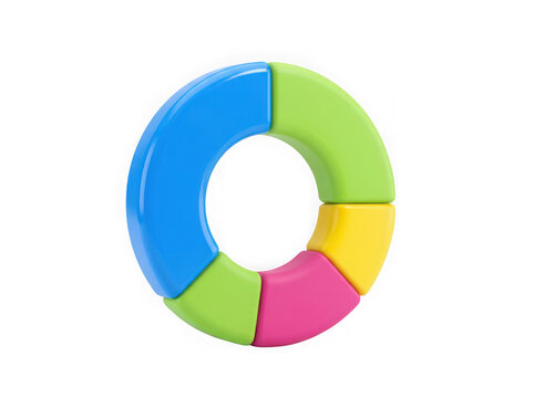 Colorful circular business chart isolated on transparent background