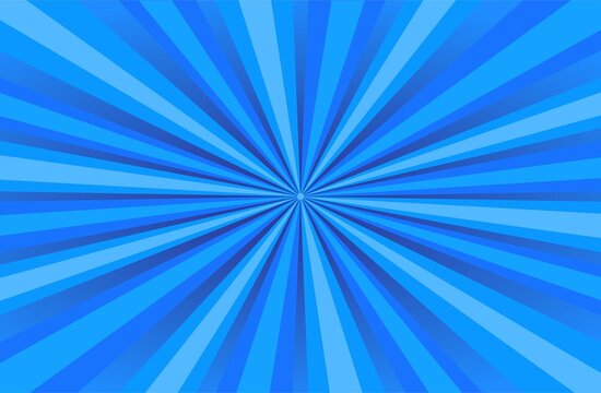 Blue comic sunburst background with radial speed lines and zoom effect
