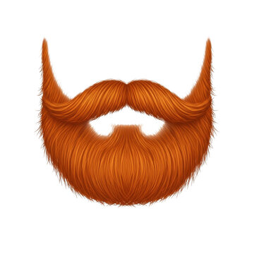 Full ginger beard and mustache icon isolated on transparent background