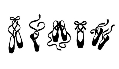 Elegant Ballet Slippers with Flowing Ribbon Laces Silhouette Collection © Lutfa