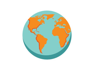 Obraz premium Simple flat vector illustration of the planet earth globe with orange continents and blue ocean