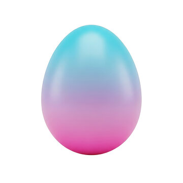 Easter egg with blue and pink gradient isolated on white background