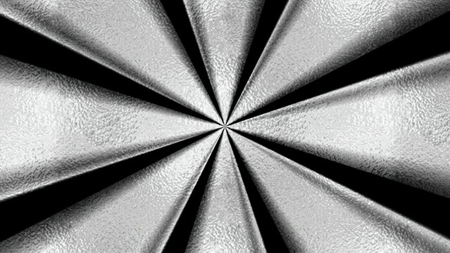 Silver metallic cones converging to center point