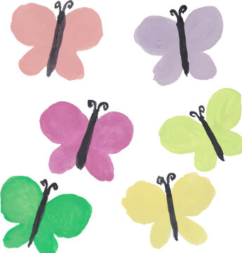 Colorful Butterflies Elements Watercolor Set