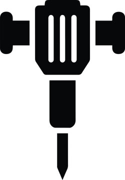 Silhouette of a heavy industrial jackhammer drill tool for construction work vector