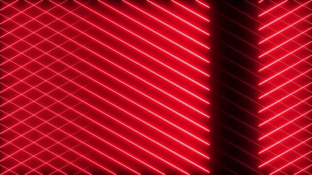 Red background with bright glowing diagonal lines forming a grid pattern for modern digital technology and futuristic design projects