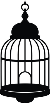 Silhouette of a vintage decorative antique bird cage design element vector