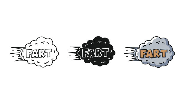 Funny fart cloud symbol vector illustration design set