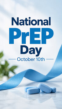National PrEP Day October 10th with Blue Pills and Ribbon Healthcare Poster