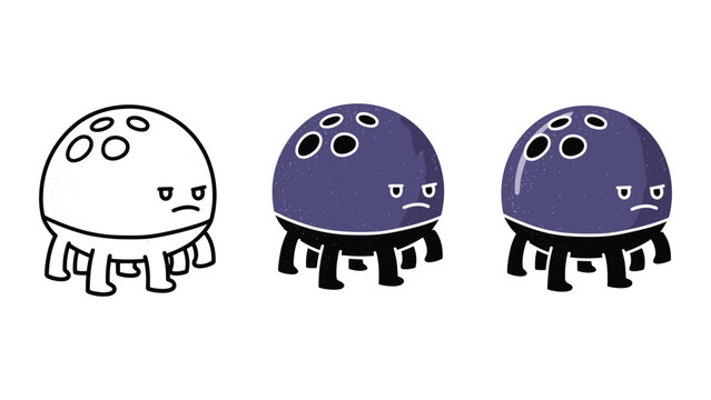 Cute grumpy alien creature vector graphic with tentacles