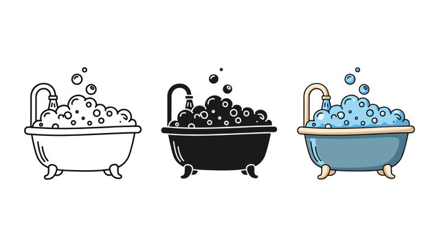 Bathtub with bubbles bathroom vector illustration graphic