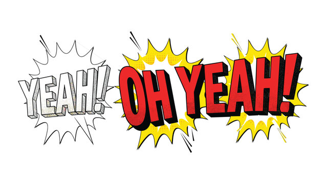 Comic speech bubble with yeah exclamation vibrant vector graphic