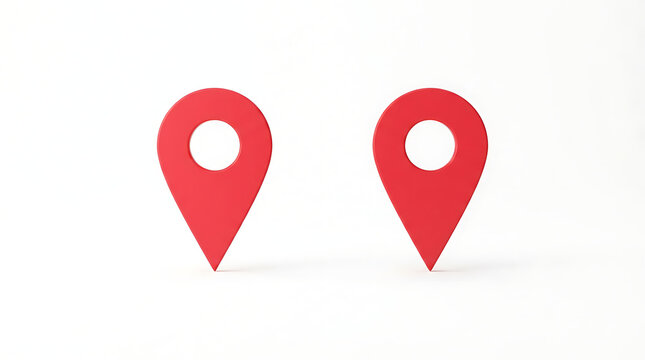 Two red location pins on a map icon