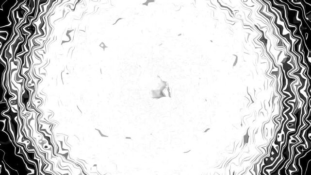 Abstract black and white circular pattern with wavy lines